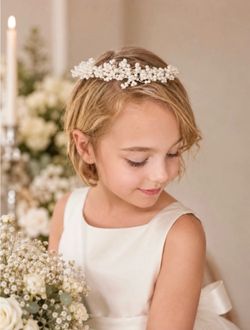 Children’s Pearl Halo Crown Headband Flower Girl Bridesmaid Bridal Dress Up Hair Tiara