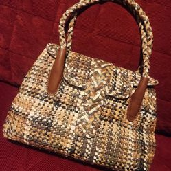 Allan K Leather Tan and Brown Purse