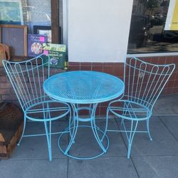 Patio Set Wrought Iron Bistro Set Mid Century Modern Table And Chairs 