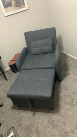 Blue Suede Folding Recliner