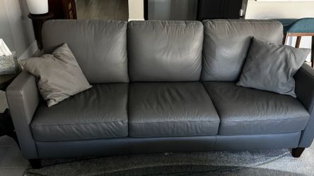 Grey leather sofa