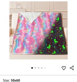 OBO! Glow in the Dark Unicorn Sherpa Throw Blanket 50x60