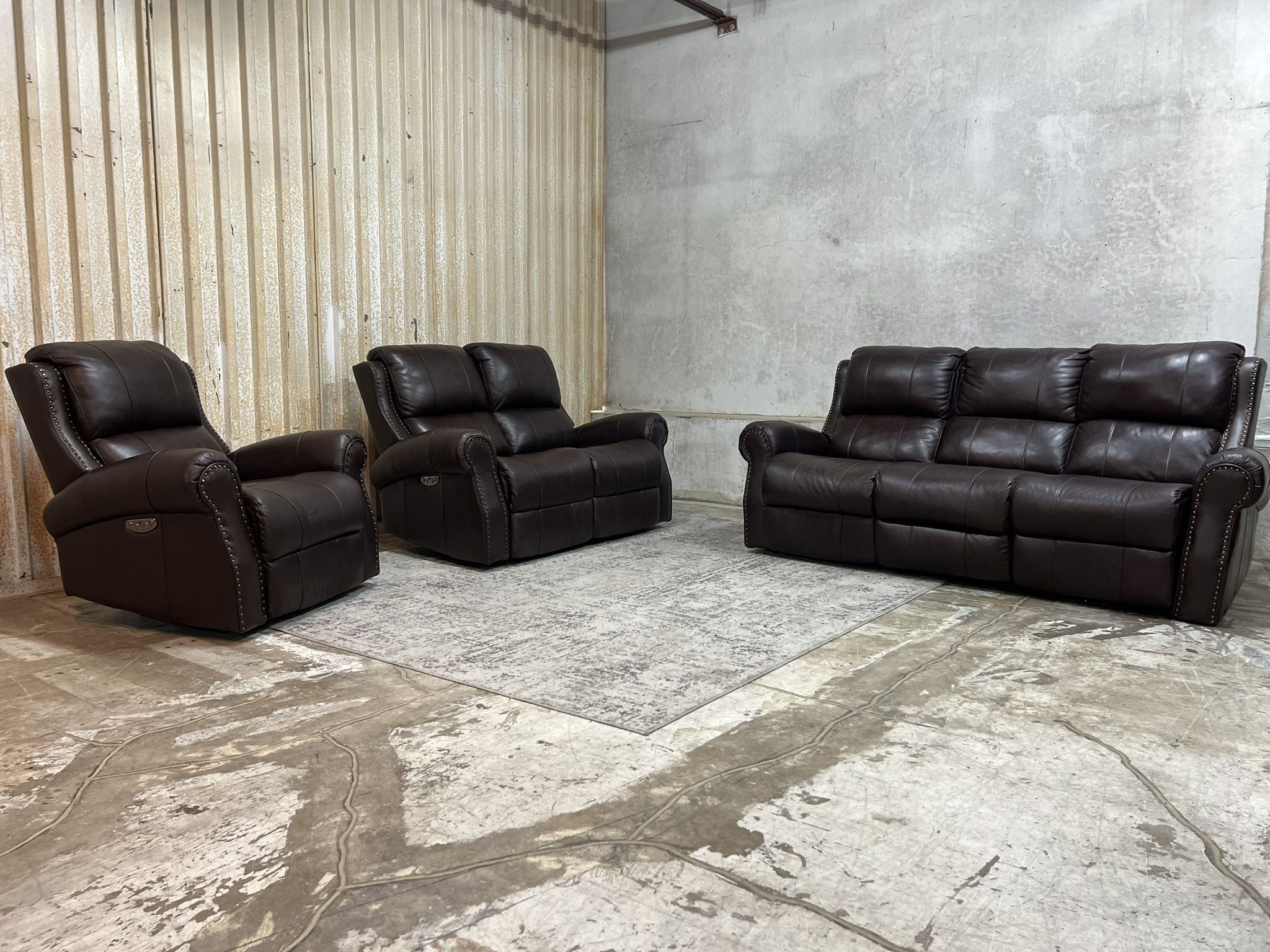 Power Leather Recliner Sofa Loveseat And Chair for Sale in Dallas, TX