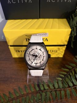 Invicta Skeleton Dial Watch White Silicone Band