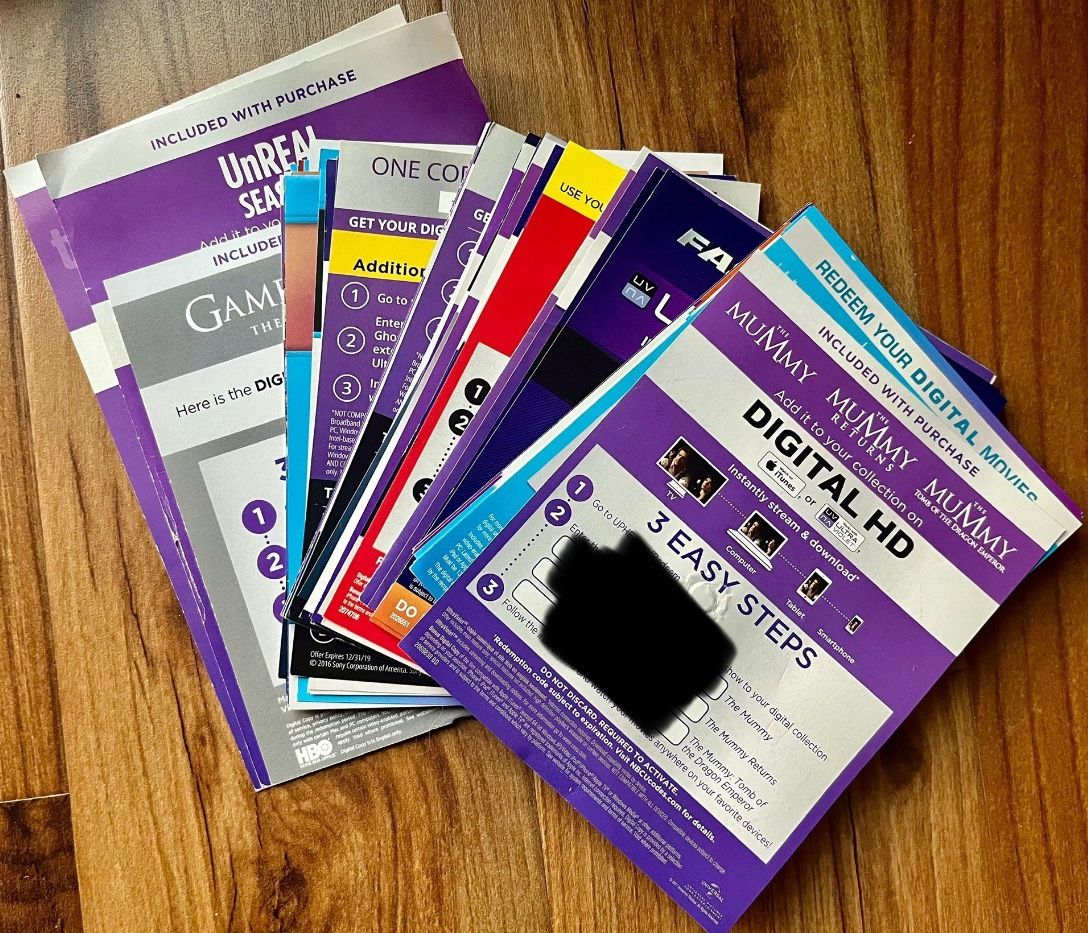 Digital Movie Codes -Movies & TV