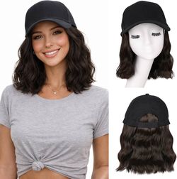 Hair Attached for Women Baseball Cap Wig Extensions Short Wave Synthetic Adjustable for Daily Use 14 Inch