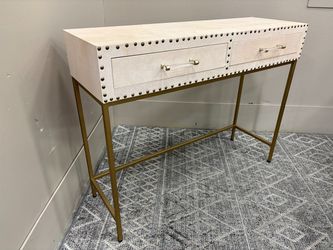 Modern Hollywood Regency Style Entry Table with Nailhead Trim