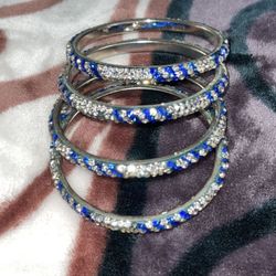 Pretty Blue And Silver Bangles $10