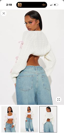 White And Pink Sweater Top 