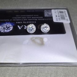 (Passes Diamond Test) 1 Carat Moissanite Earring Men Flower Cluster 925 Sterling Silver Stud