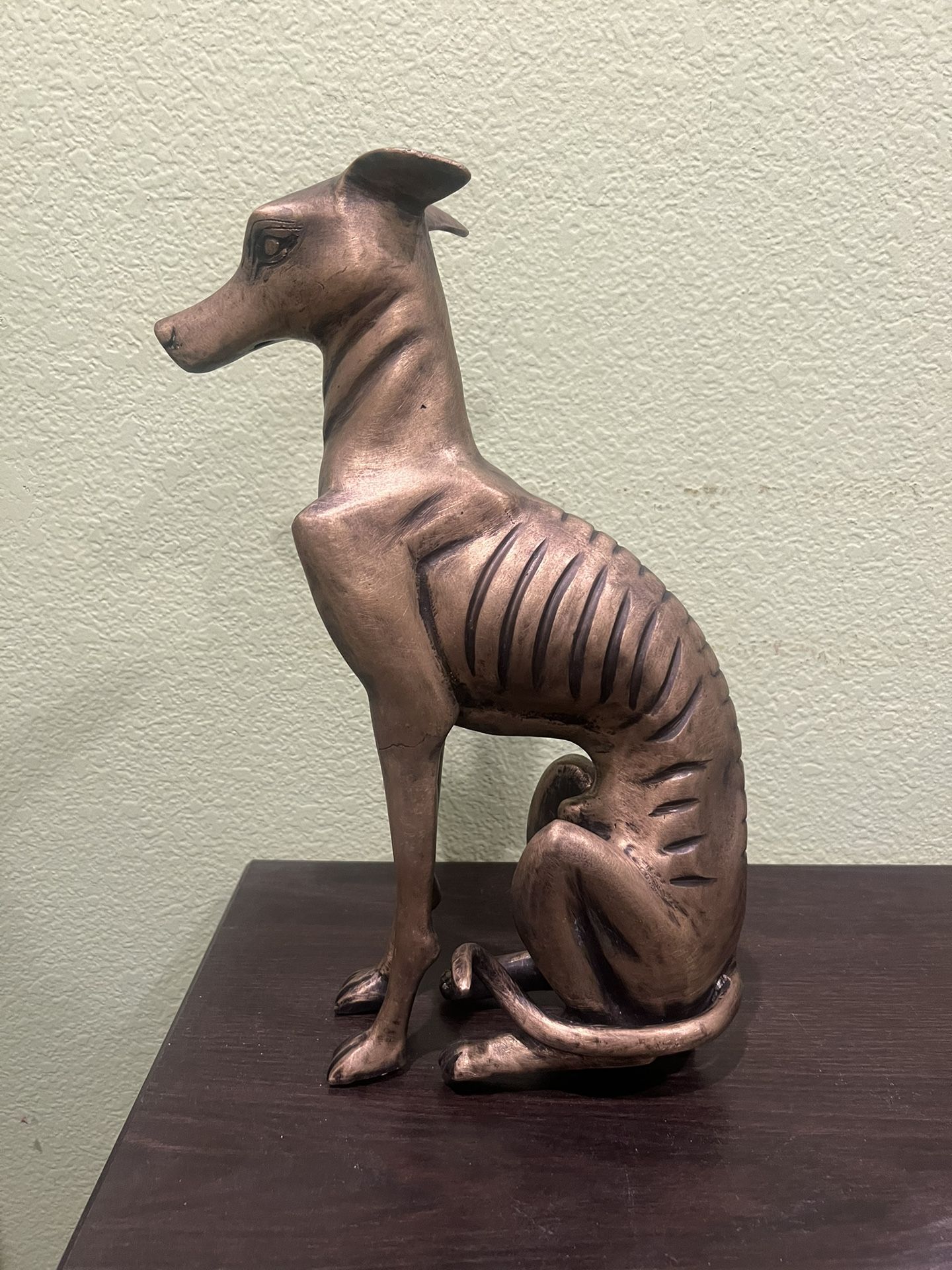 15”H X 11” W Antique Large Solid Brass Italian Greyhound Whippet Dog Statue