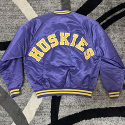 Vintage Men’s UW Washington Huskies Chalk Line Satin Jacket Size XL