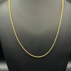 14k solid yellow gold 22.5” Rope chain Necklace 1.7mm