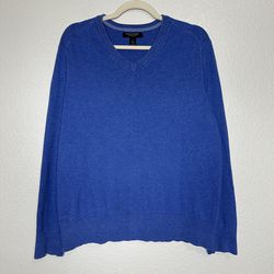 Banana Republic Cashmere Blend Blue V-neck Long Sleeves Sweater