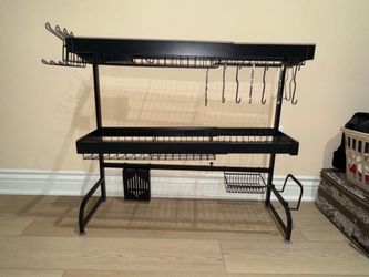 Black sink dish drying rack