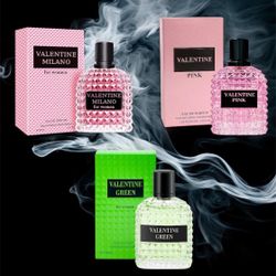 3x Valentine ,Milano ,Pink ,Green  100ml for Woman