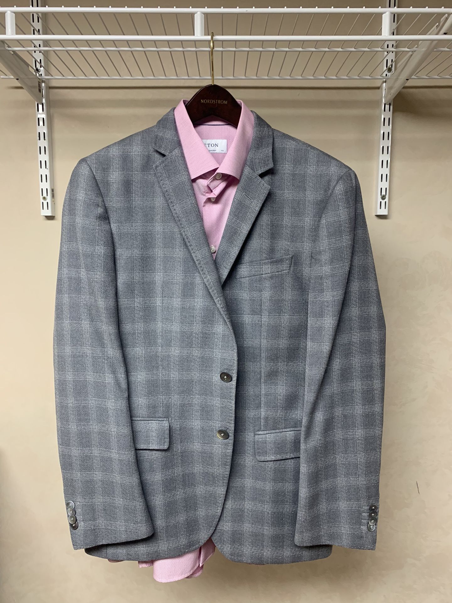 Hugo Boss Men’s Blazer Size 42R Sport Coat Gray Jacket + ETON Shirt