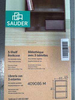 Sauder 3 Shelf Bookcase Cinnamon Cherry Finish