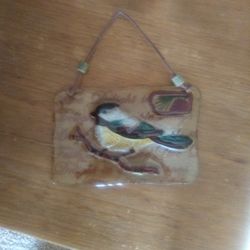 Vintage Hand Painted Glass Window Hanging