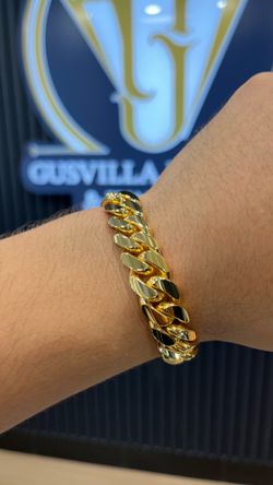 Handmade Miami Cuban Link Bracelet 14MM 7.5” Gold Over Silver