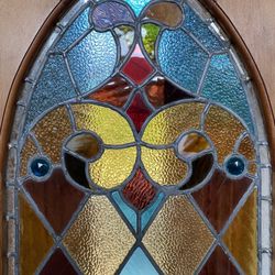 Antique Gothic stained glass window panels
