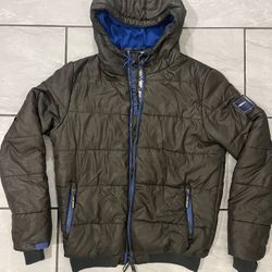 SUPERDRY Outwear Japan Olive Green Hooded Puffer Jacket Coat Size Large