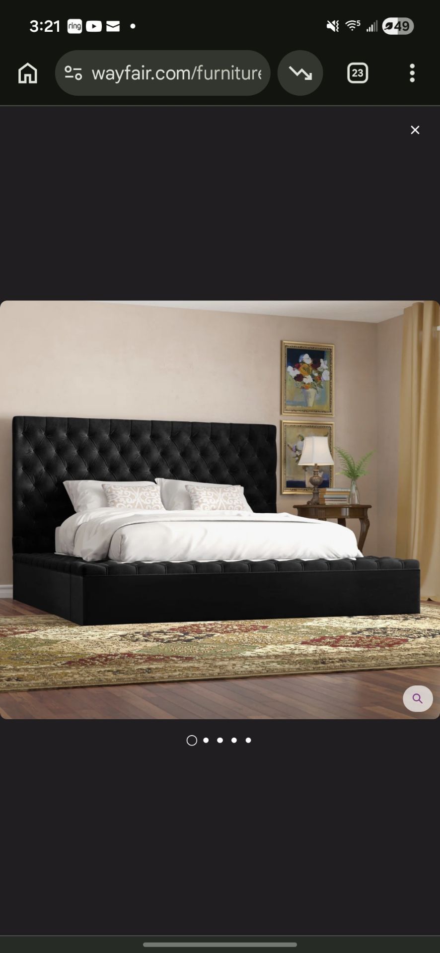 Queen Black Tufted Platform Bed