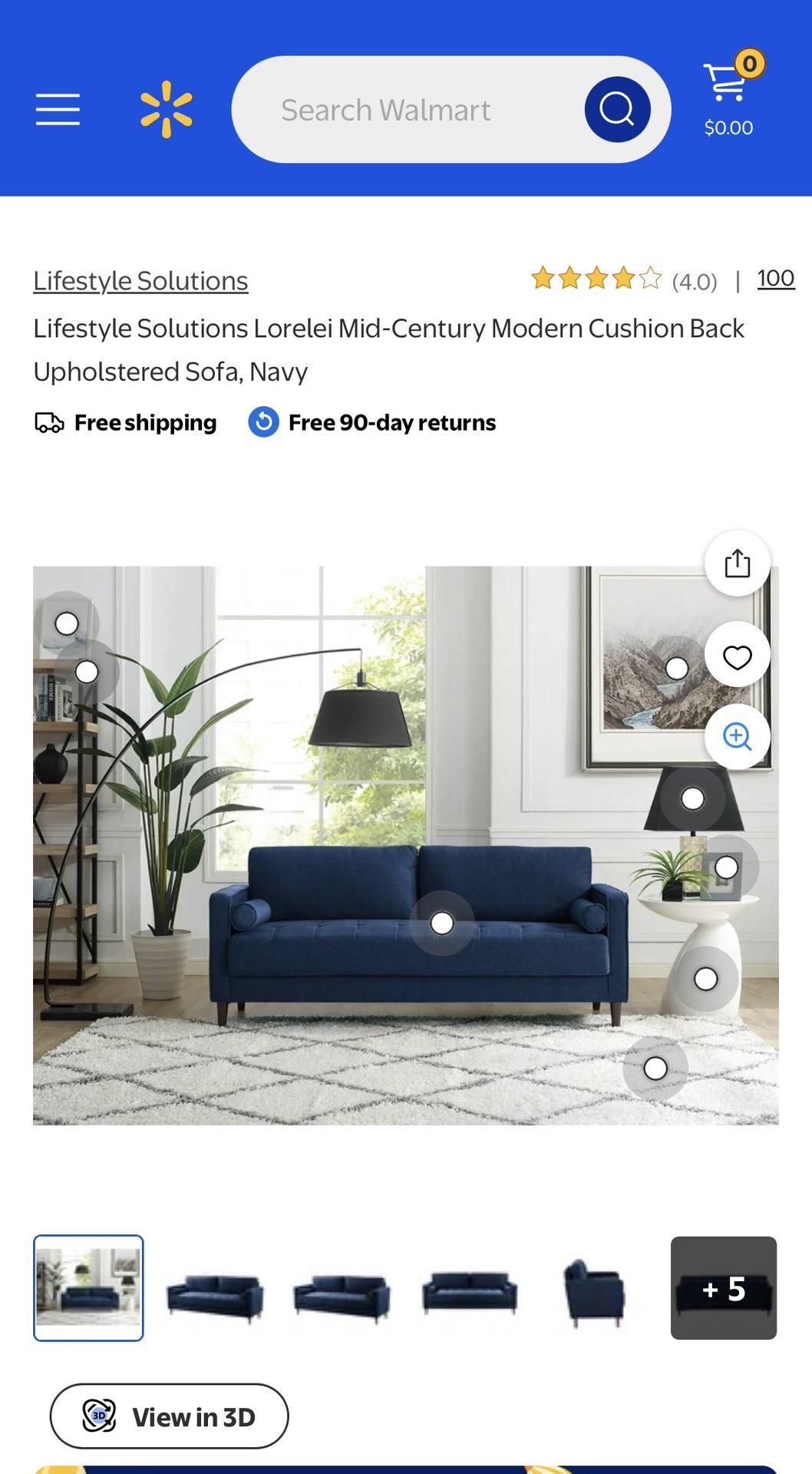 Lifestyle Lorelei collection Navy blue Couch - 3 Seater