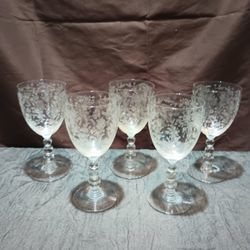 Antique 3 Ball 3 Tier Duncan And Miller "First Love"  Water Goblet 