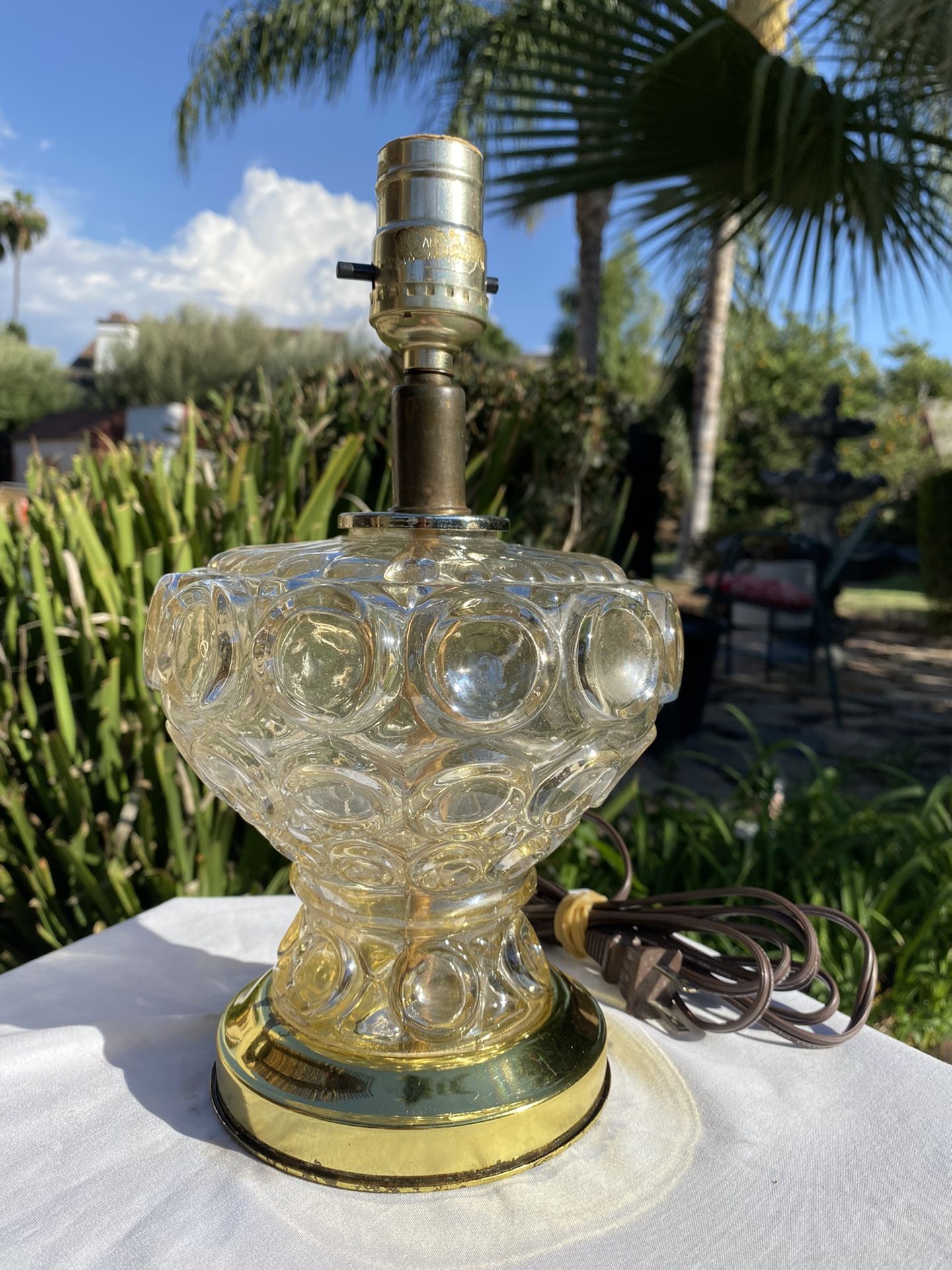 Vintage Bubble Glass Brass Table Lamp