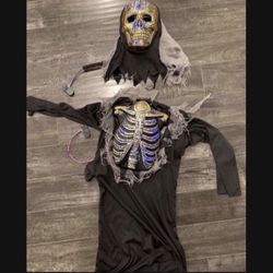Halloween Light Up Skeleton Costume Kids Size Medium