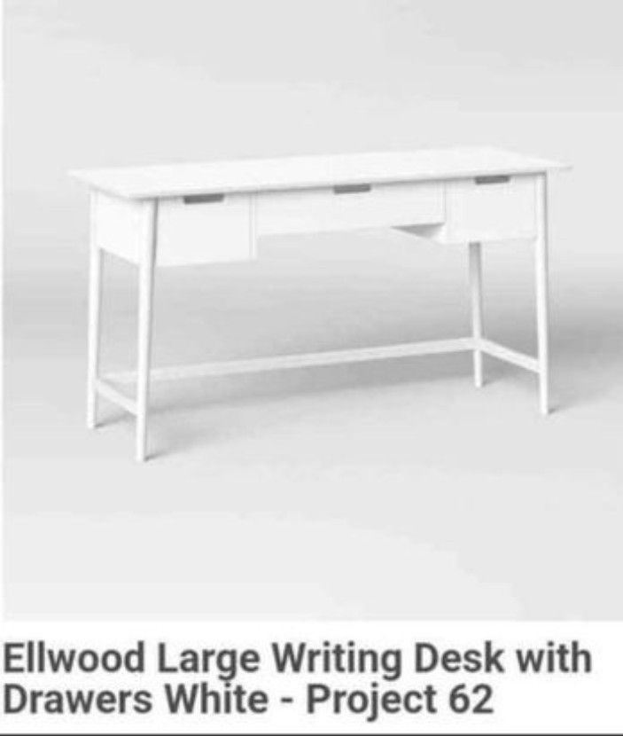 Brand New Ellwood Large Writting Desk With 3 Drawers White