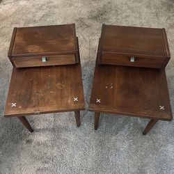 American of Martinsville Two-Tier Bedside Table Pair