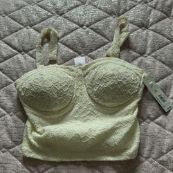 Womens Medium Winter White Off White Lace Bustier 