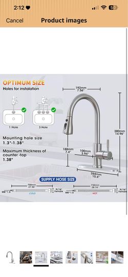 Kitchen Faucets with Pull Down Sprayer, Brushed Nickel High Arc Single Handle Stainless Steel Sink Faucet for 1 or 3 Hole, Ideal for Farmhouse RV Laun