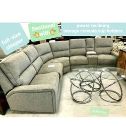 V1S31_ Both Sleeper and Power Reclining Sectional Couch * P a y  E a s i l y