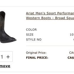 ARIAT MEN'S SPORT PERFORMANCE WESTERN BOOTS - BROAD SQUARE TOE