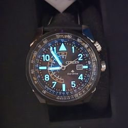 Citizen Eco-Drive Promaster Nighthawk Quartz Leather Band Men Watch NWT