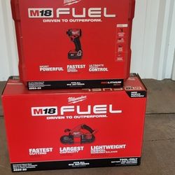 MILWAUKEE Drill Driver and Band Saw Kit: 2 Tools, Drill/Portable Band Saw, 18 V DC Volt, M18 FUEL