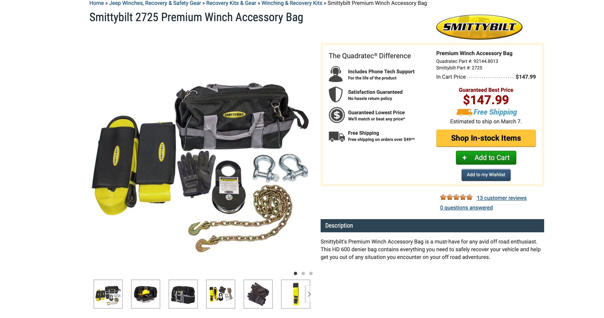 Smittybilt 2725 Premium Winch Accessory Bag