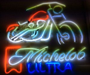 20"x20" Michelob Ultra Motorcycle MU Neon Light Sign Real Glass Sign RT213l