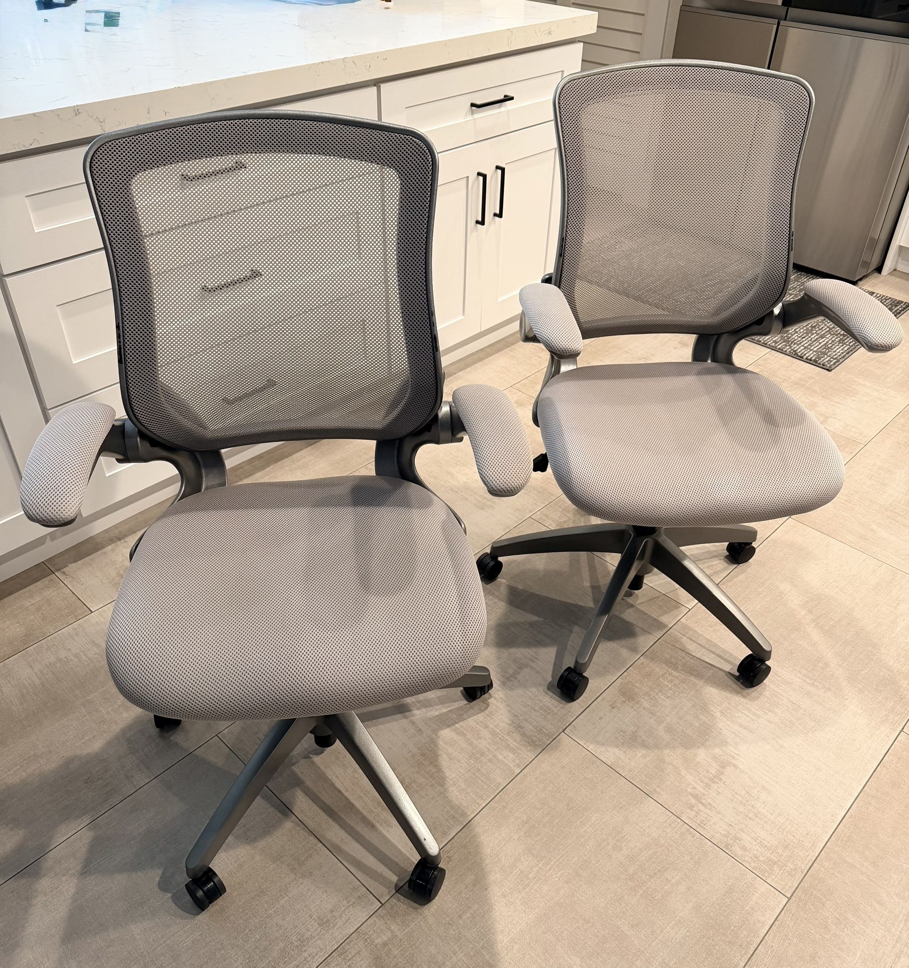 Office Desk Gaming Chair - Gray $40 Each or $70 Both- Adjustable Height and Armrests.