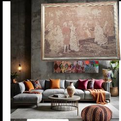 Absolutely Stunning L 84.5" x  H 63.5"
Huge Antique Framed French Tapestry