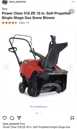 Snow Blower Gas 18 In Toro