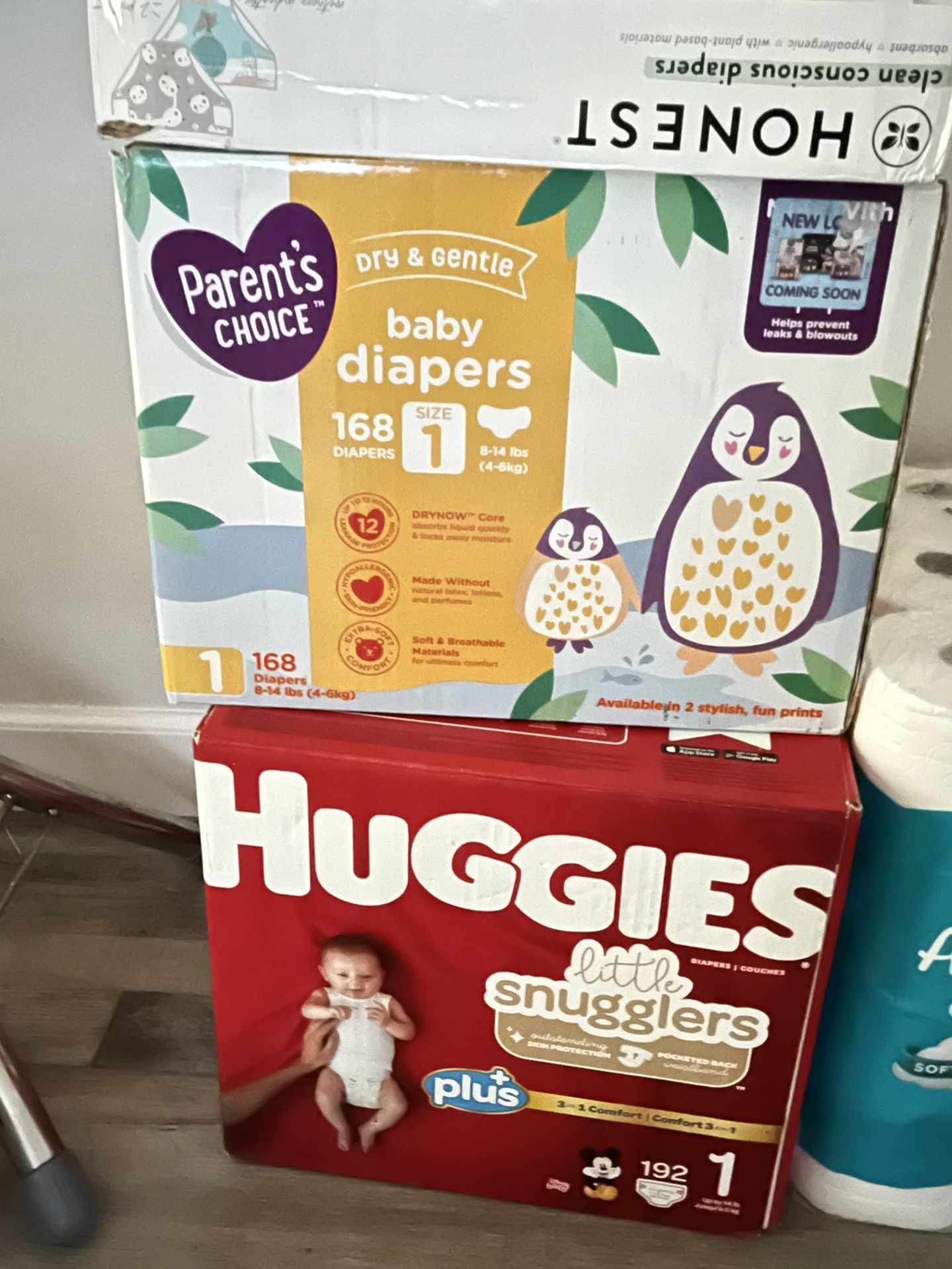 Diapers 192 Count Huggies Parents Choice 168 Honest 120 100
