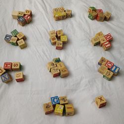 QTY. 51 WOODEN ABC ALPHABET BLOCKS
