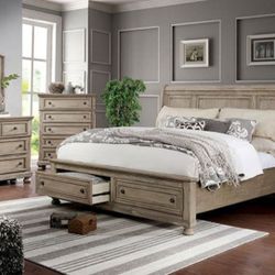 Brand New Gray 6pc King Size Storage Bedroom Set 