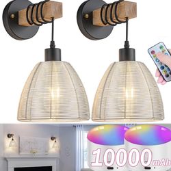 New 2  wall scones with Rechargable lightbulbs and remote