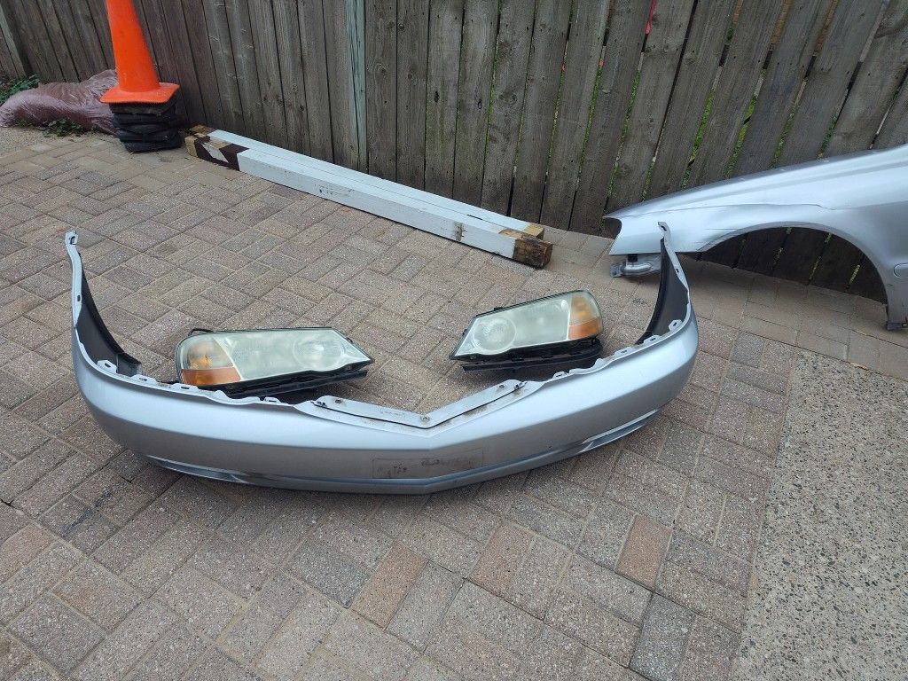 2002 Acura TL Front Bumper Cover Headlights And Driver Side Fender 