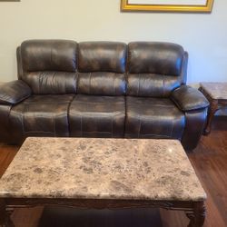 Electric Leather  Sofa Recliner & 3 Tables